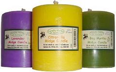  Midge candles made with citronella,
 lavender or bog myrtle essential oils 